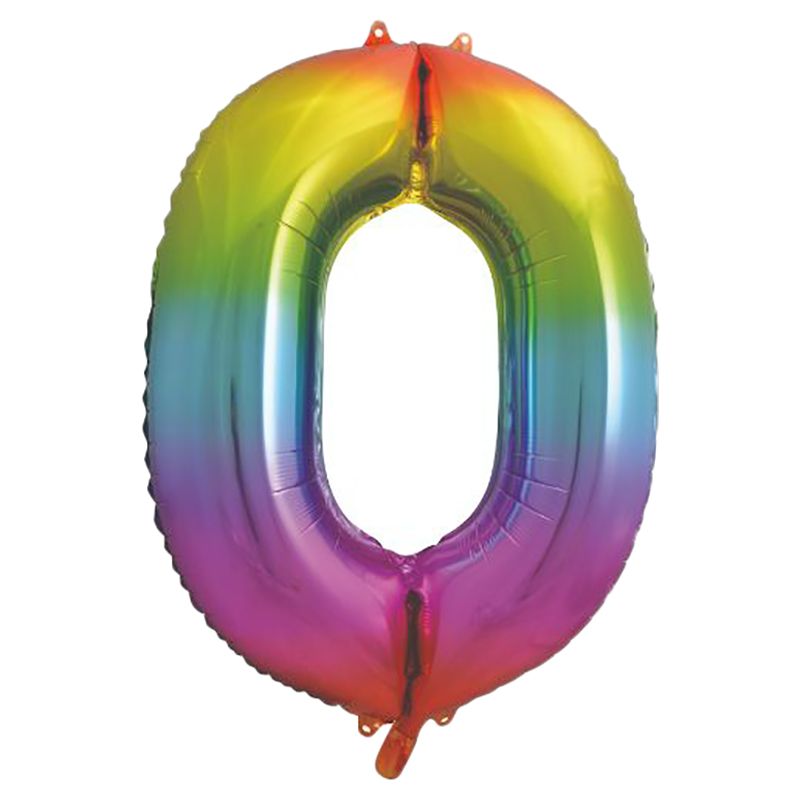 Unique - Giant Rainbow Number 0 Foil Balloon 34