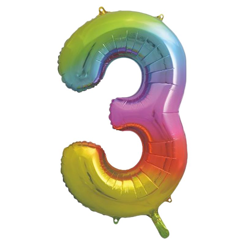 Unique - Giant Rainbow Number 3 Foil Balloon 34