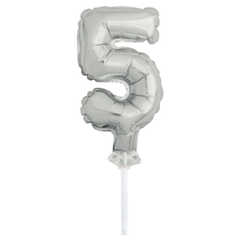 Unique - 5" Silver Foil Balloon Cake Topper - 5