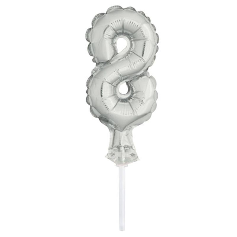 Unique - 5" Silver Foil Balloon Cake Topper - 8