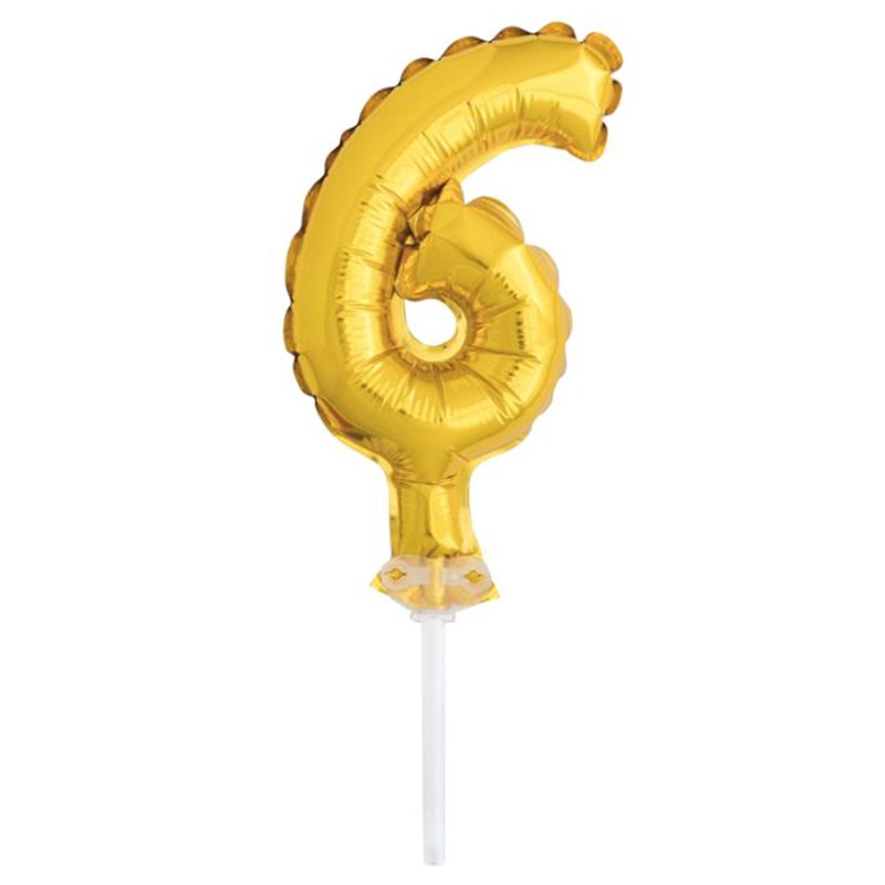 Unique - 5" Gold Foil Balloon Cake Topper - 6