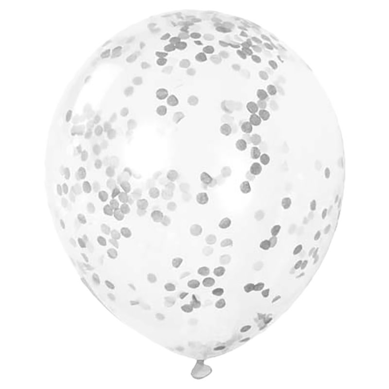 Unique - 6 Pack 12" Silver Confetti Balloons