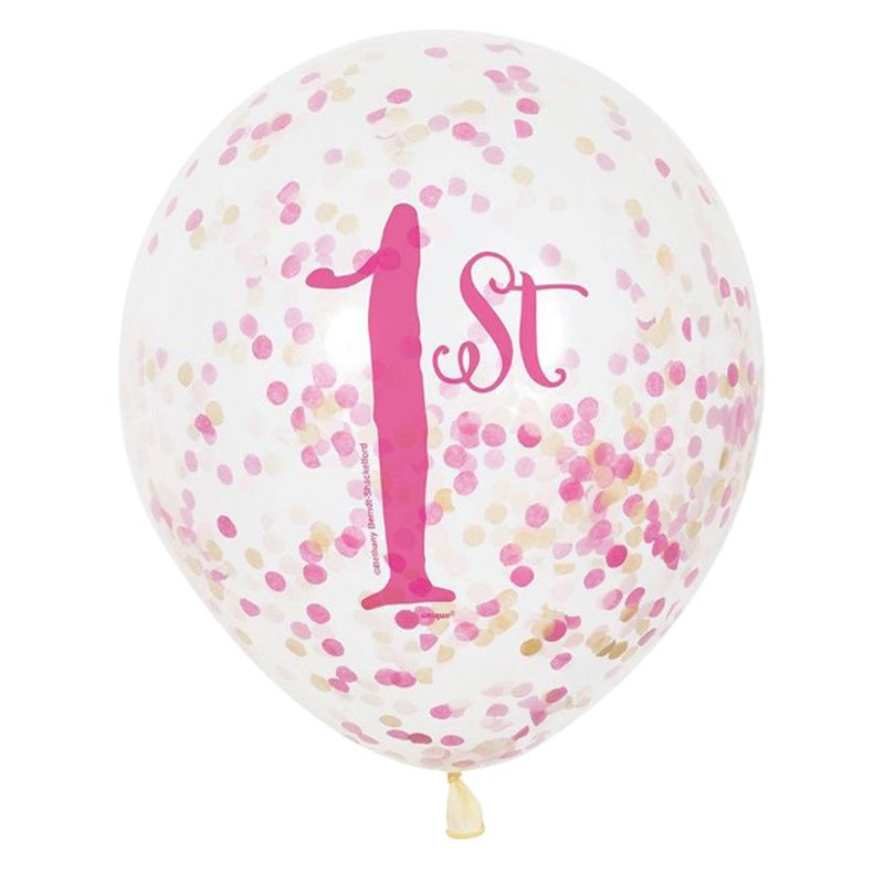 Talking Tables Pink-Gold 1st Birthday Confetti Balloons 6 pk