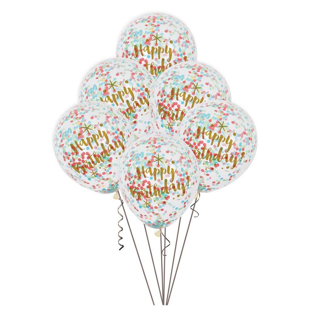 Unique - Glitzy Birthday Confetti Balloons Pack of 6