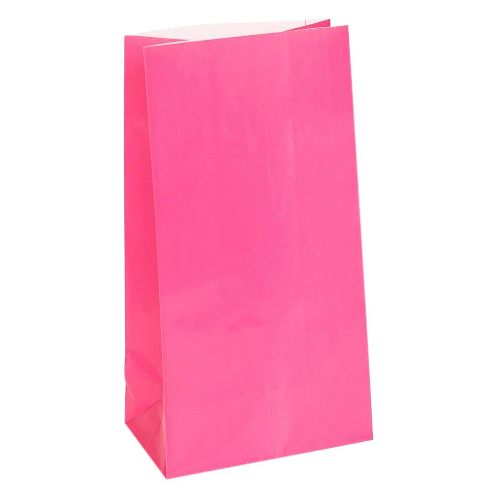 Unique - Paper Party Bags Pack of 12 - Hot Pink