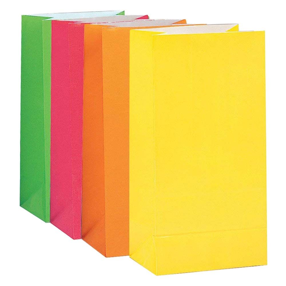 Unique - Neon Assorted Paper Party Bags Pack of 10