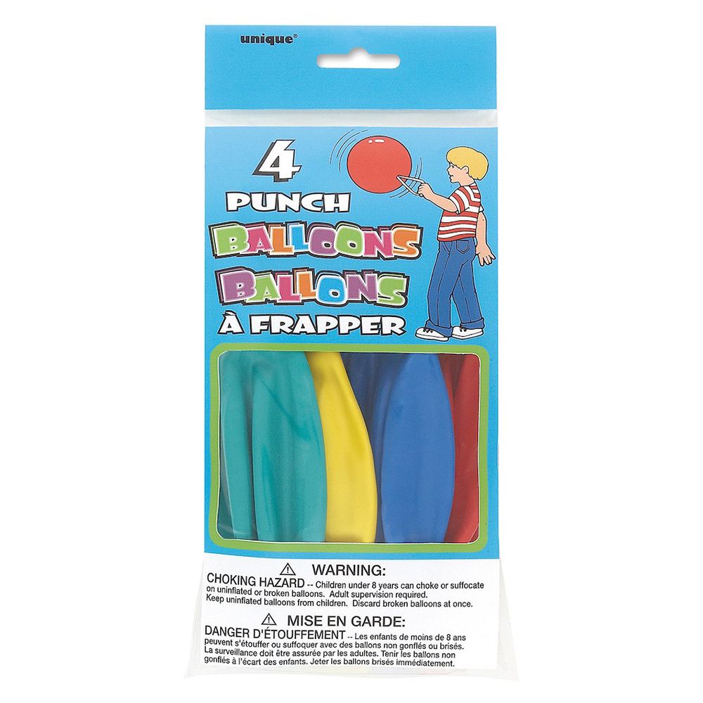 Unique - Latex Punch Balloons Pack of 4