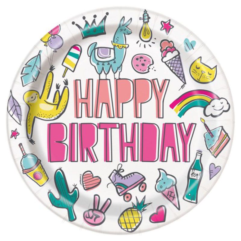 Unique - Favourite Things Birthday 9" Plates, 8pc