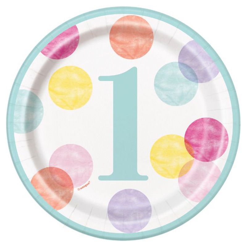 Unique - Pink Dots 7" Plates, 8pc