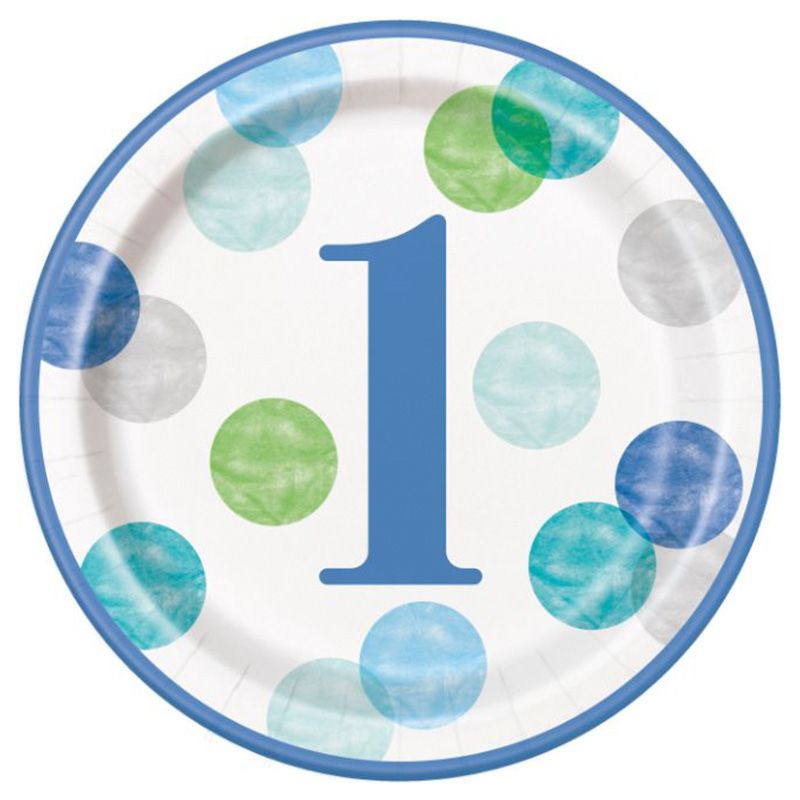 Unique - Blue Dots 9" Plates, 8pc