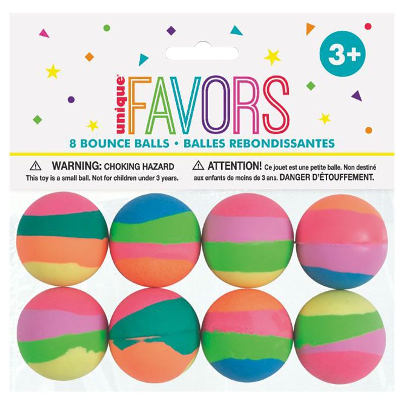 Unique - Pack Of 8 Pastel Stripe Bounce Ball