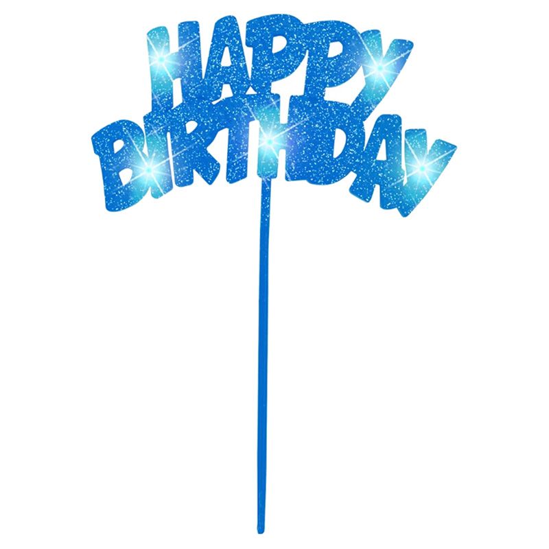 Unique - Blue Flashing Happy Birthday Cake Topper