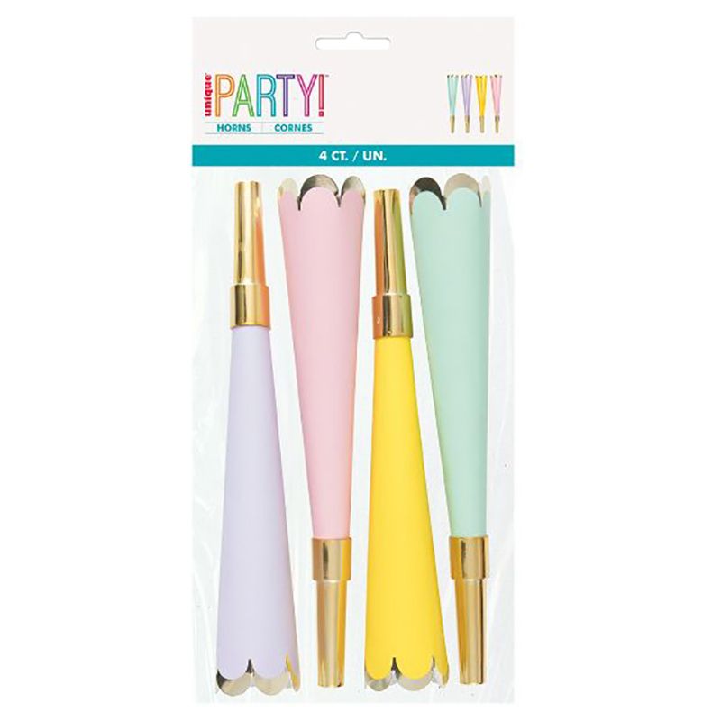 Unique - Pastel And Gold Party Horns