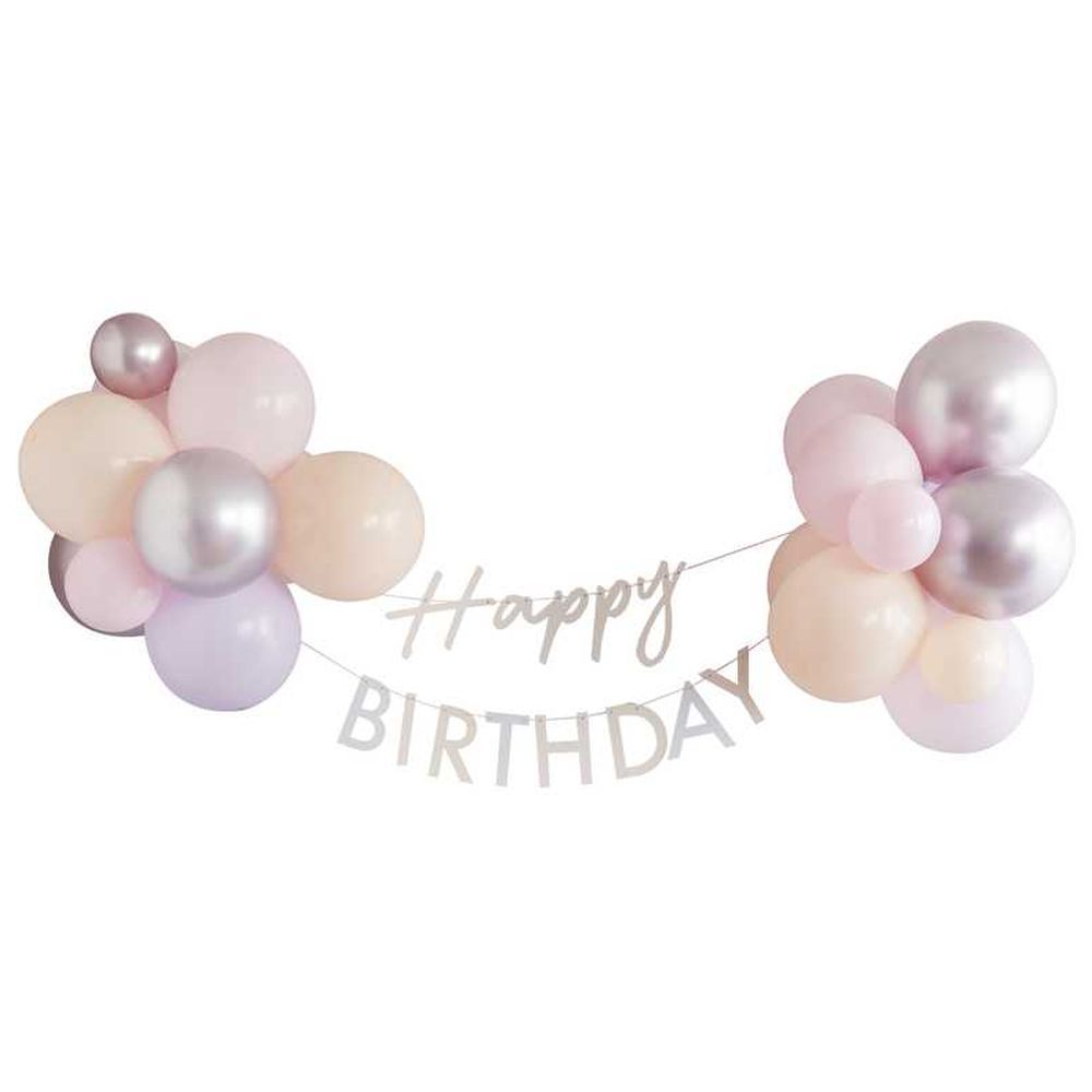 Ginger Ray - Pastel Pink Happy Birthday Bunting w/ Balloons