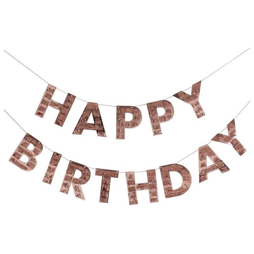 Ginger Ray - Rose Gold Fringe Happy Birthday Bunting