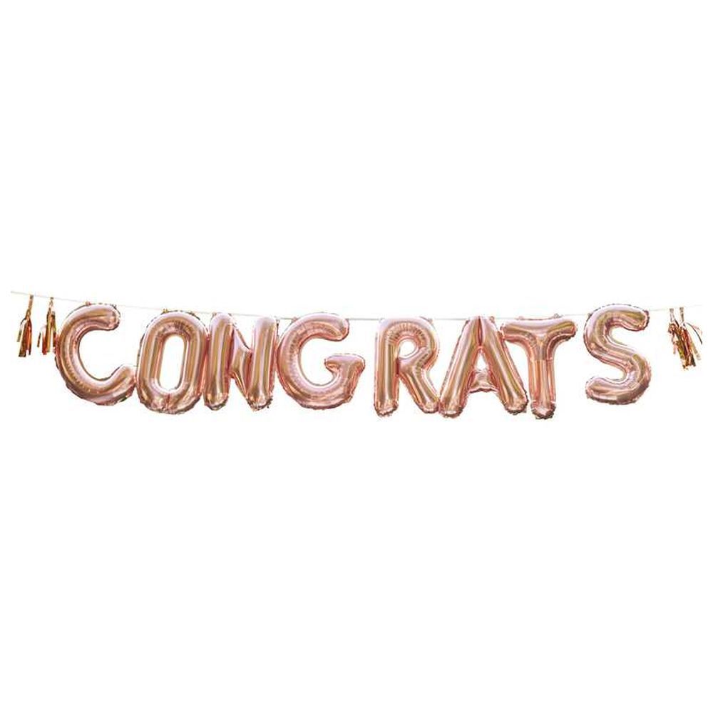 Ginger Ray - Congrats Rose Gold Congratulations Balloon Bunting