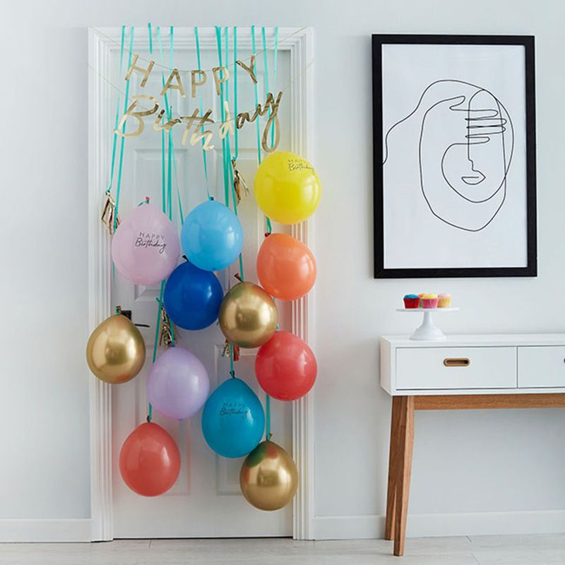 Ginger Ray - Rainbow & Gold Happy Birthday Balloon Door Kit