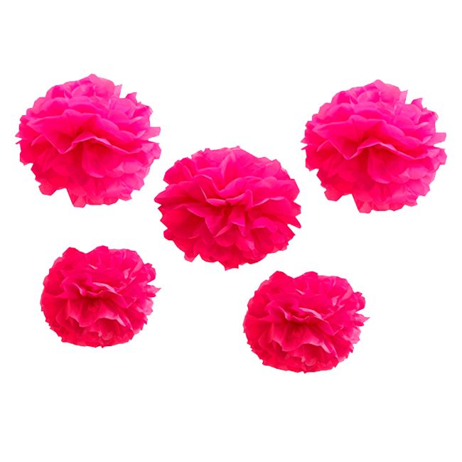 Ginger Ray - Neon Birthday Pom Poms - Pink