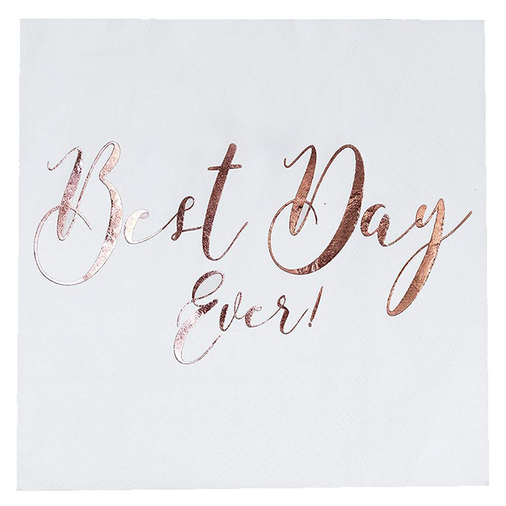 Ginger Ray - Best Day Ever Party Napkins 20pcs - Rose Gold