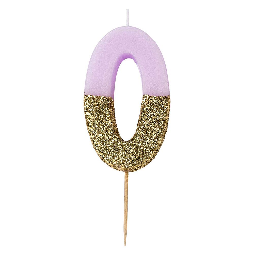 Talking Tables - Glitter Candle 0 - Pink & Gold