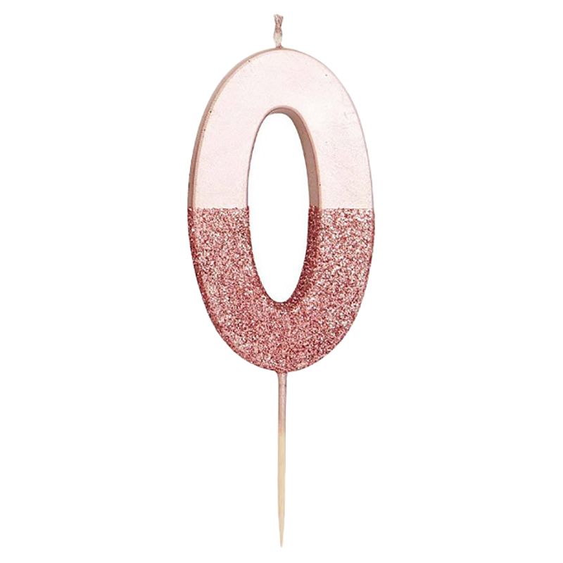 Talking Tables - Glitter Number Candle 0 - Rose Gold