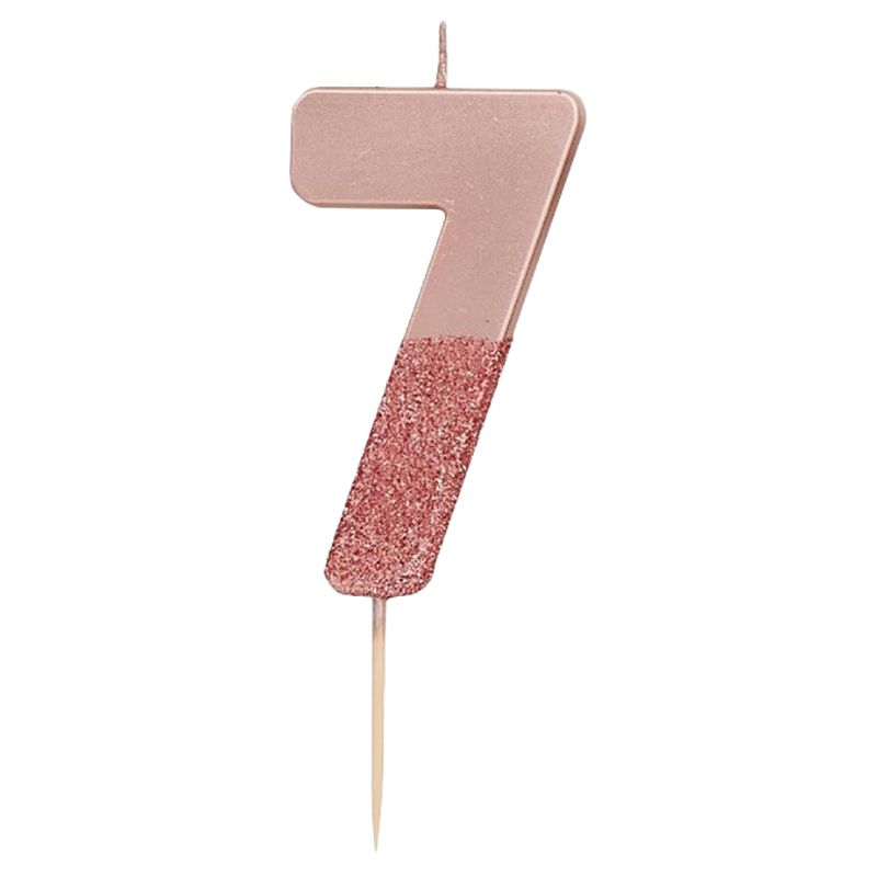 Talking Tables - Glitter Number Candle 7 - Rose Gold