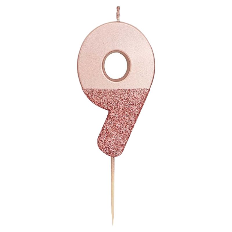 Talking Tables - Glitter Number Candle 9 - Rose Gold