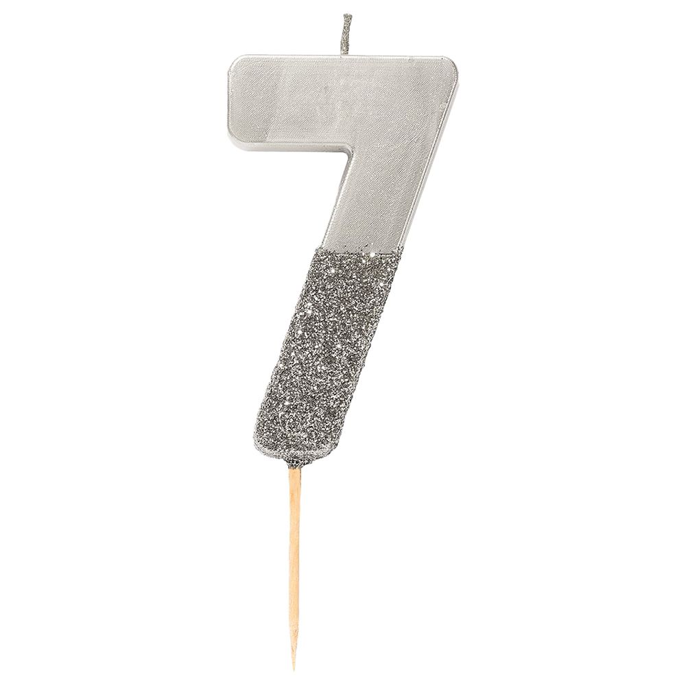 Talking Tables - Silver Glitter Number Candle 7