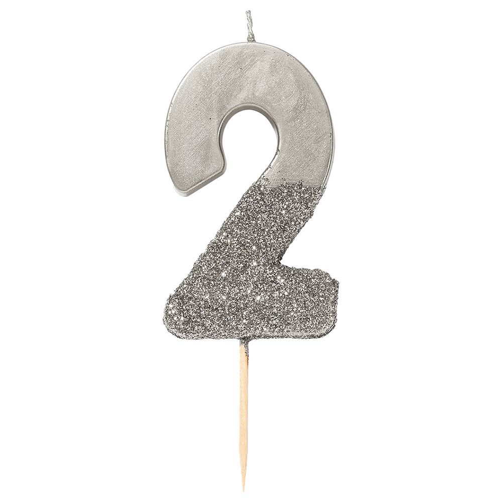 Talking Tables - Silver Glitter Number Candle 2