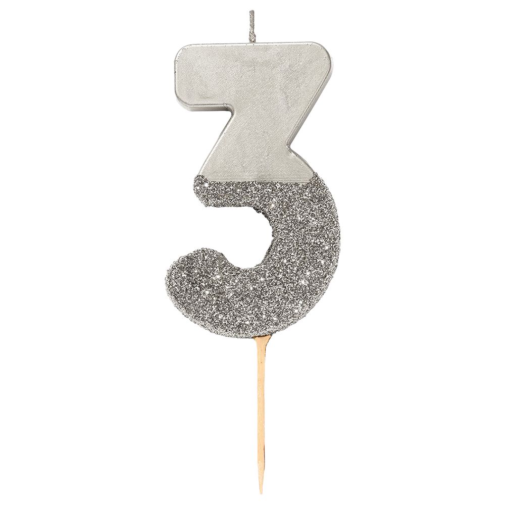 Talking Tables - Silver Glitter Number Candle 3