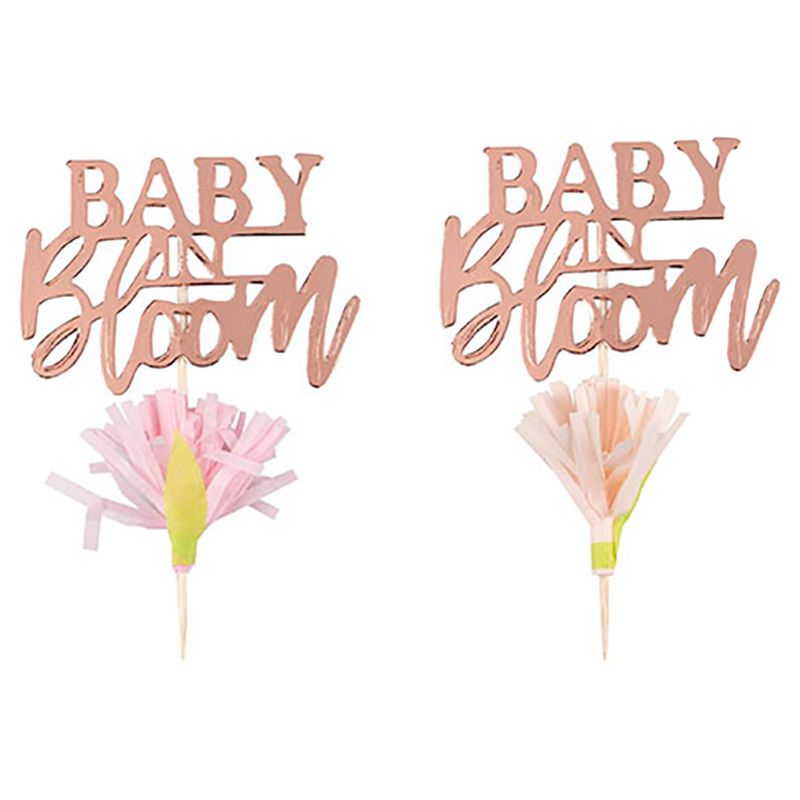 Ginger Ray - Rose Gold Floral Cupcake Toppers