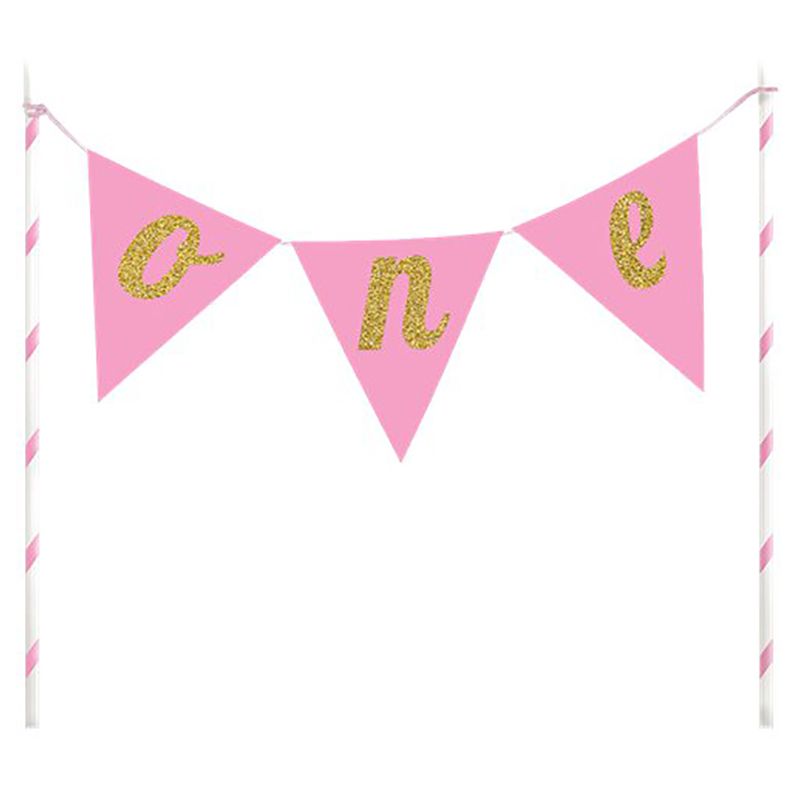 Party Camel - Age One Glitter Cake Bunting - Pink