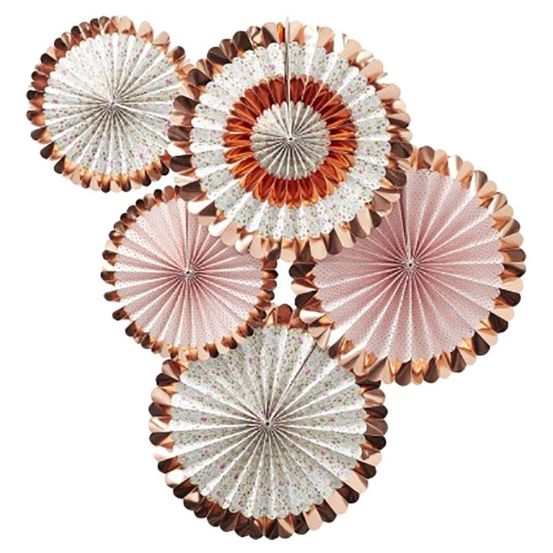 Ginger Ray - Rose Gold Floral Fan Decorations