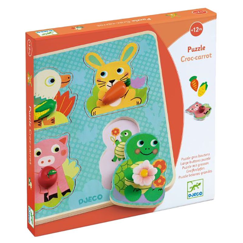 Djeco - Wooden Puzzle - Croc-carrot 