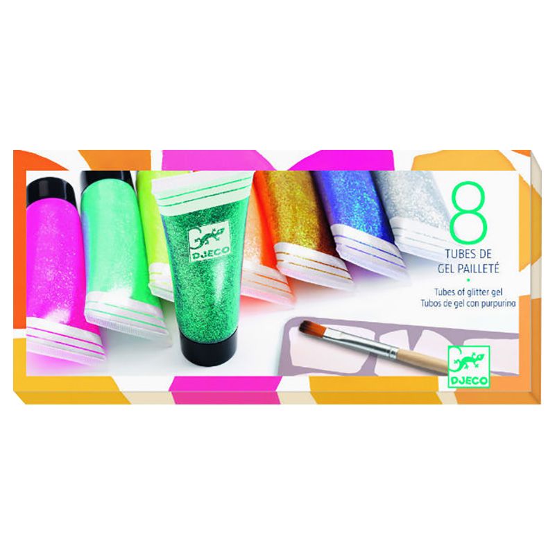 Djeco - The Colours - 8 Tubes Of Glitter Gel