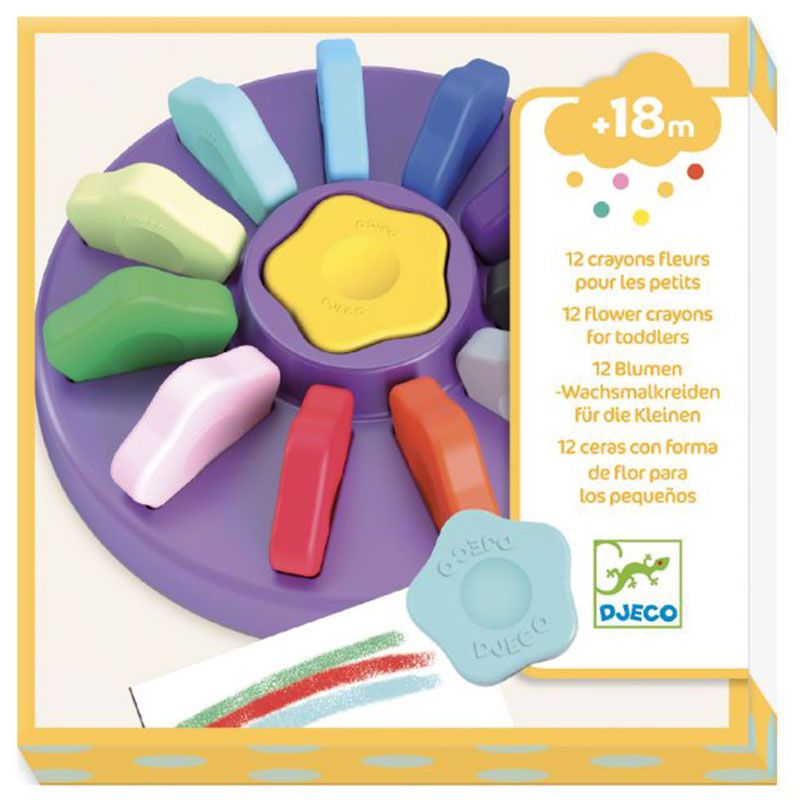 DJECO - 12 Flower Crayons for Toddlers