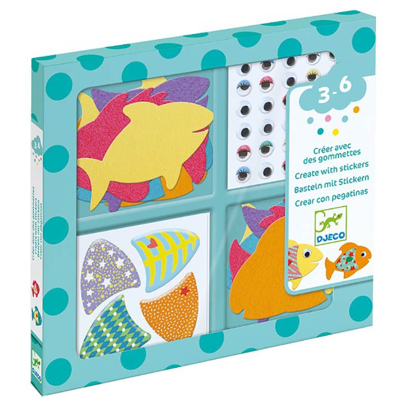 Djeco - I Love Fish Create With Stickers