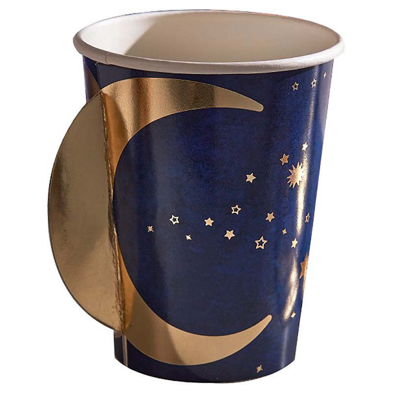 Ginger Ray - Navy & Gold Pop Out Moon Paper Cups 8pcs