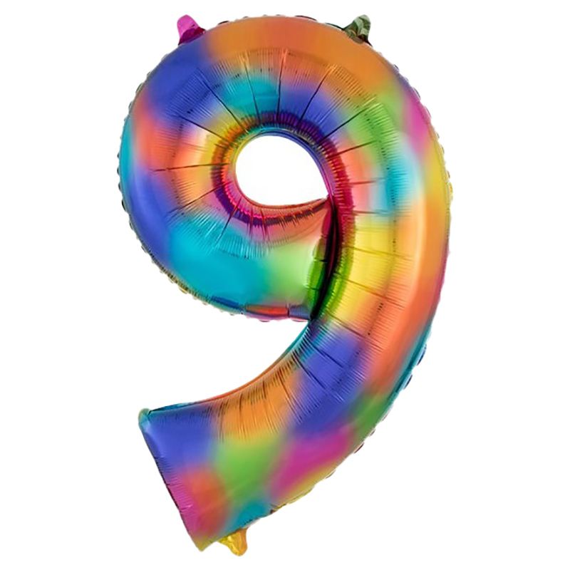 Party Camel - Number 9 Balloon - 34-Inch - Rainbow