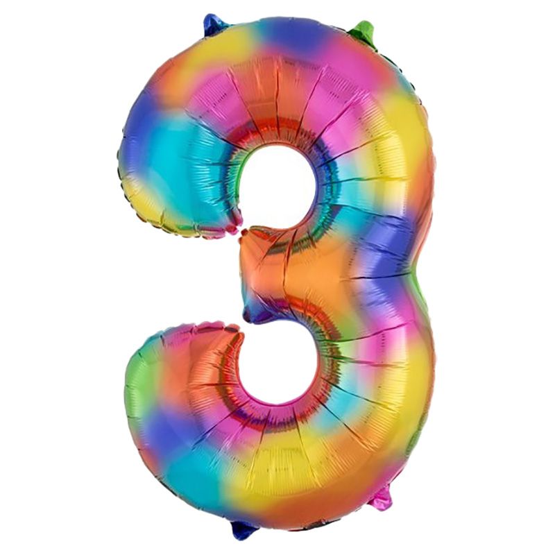 Amscan - Number 3 Balloon - 34" Rainbow