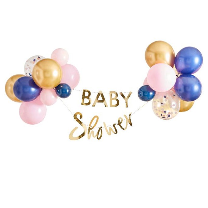 Ginger Ray - Gold Baby Shower Banner And Balloon Decoration