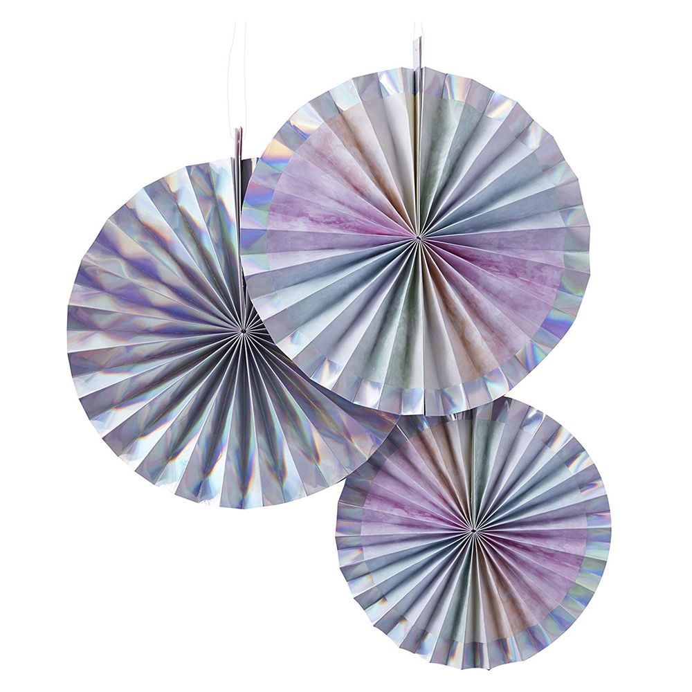 Ginger Ray - Rainbow & Iridescent Fan Decorations