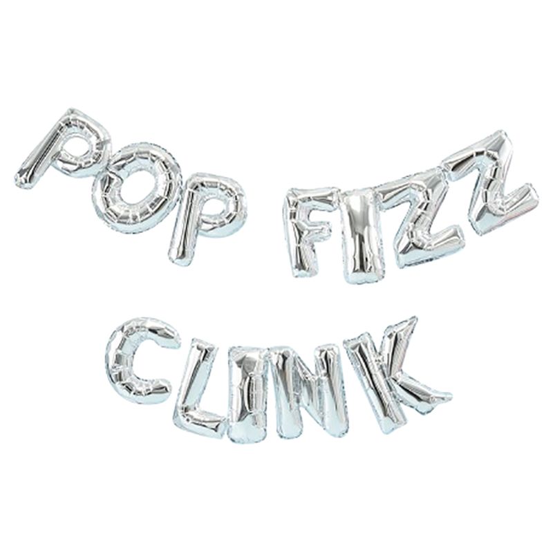 Ginger Ray - Pop Fizz Clink Balloon Bunting - Silver