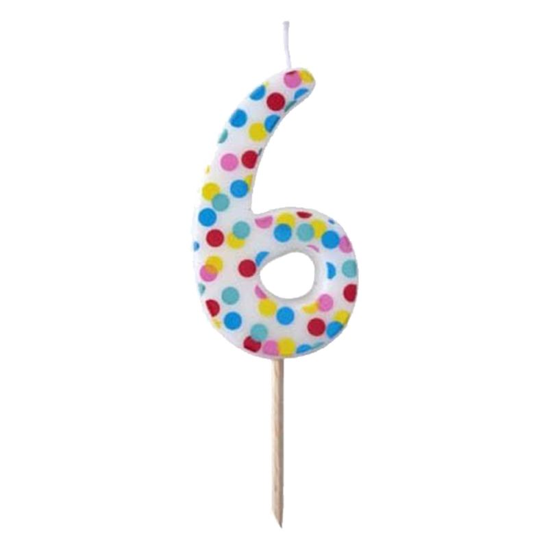 Ginger Ray - Pick & Mix Polka Dot Spotty Candle Number 6