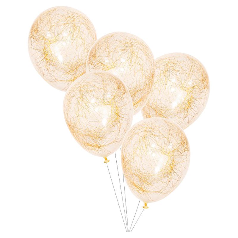 Ginger Ray - Angel Hair Confetti Balloons - 5pcs - Gold