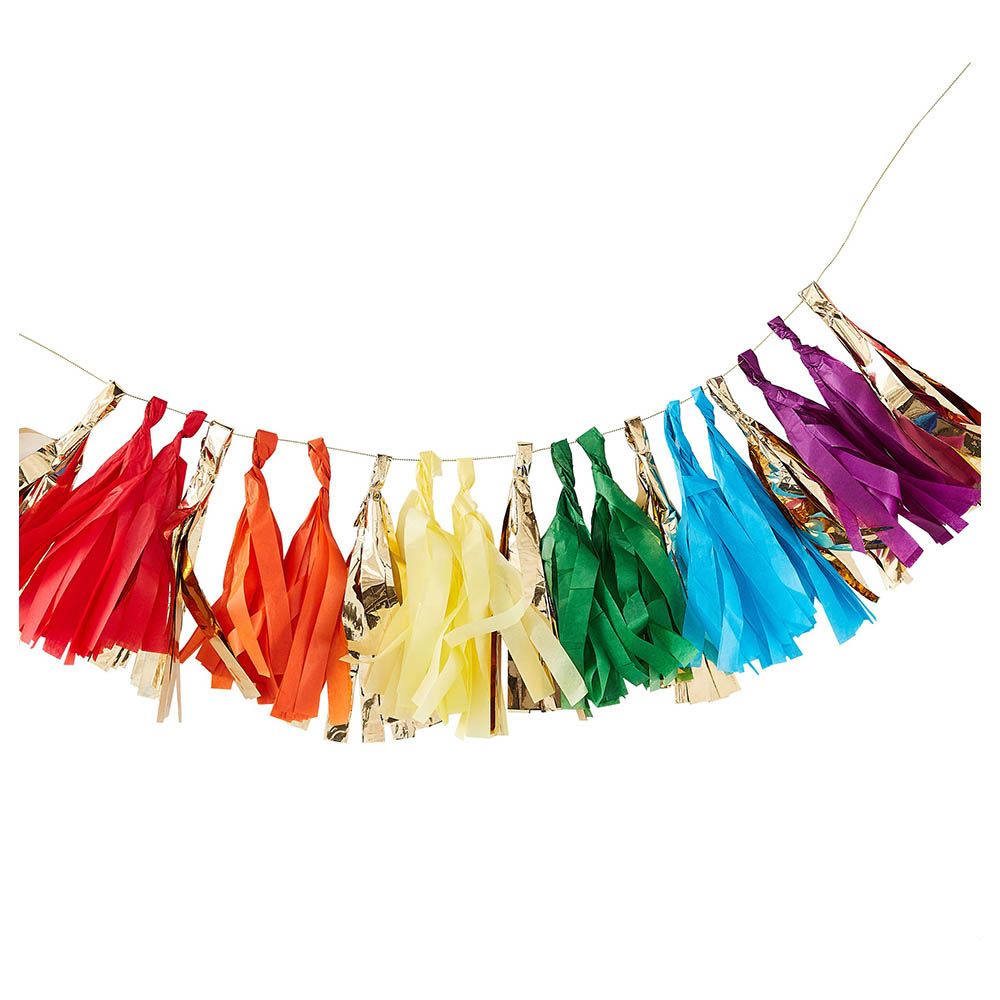 Ginger Ray - Foil And Rainbow Tassel Garland - Gold