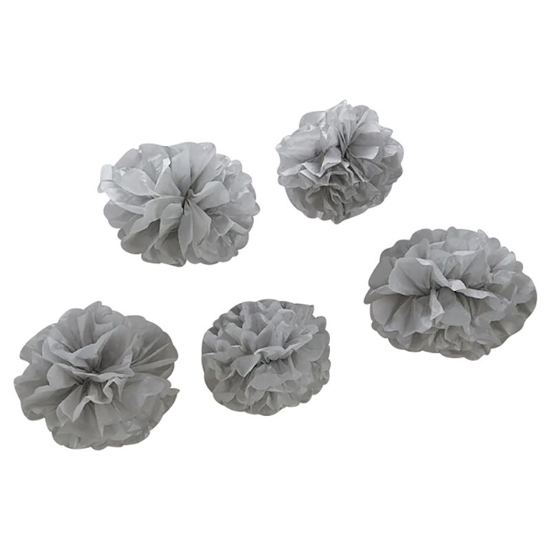 Ginger Ray - Vintage Lace Tissue Paper Pompoms - Grey