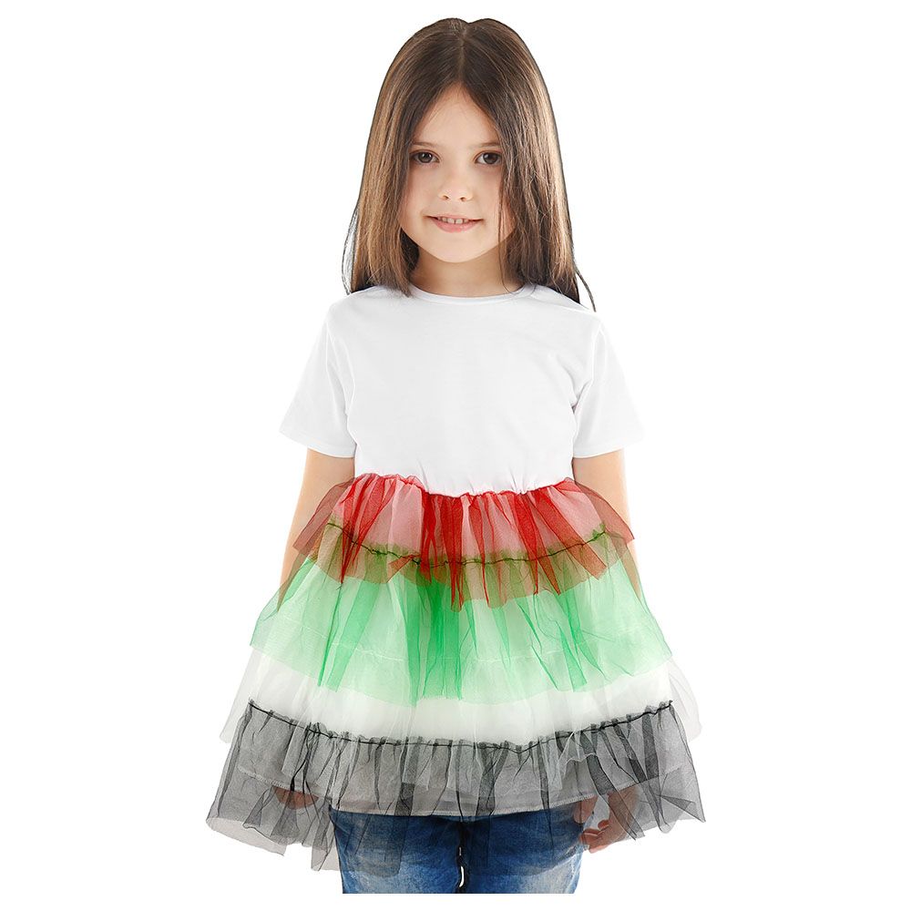 Party Magic - UAE Dress Frock - Red/Green/White/Black