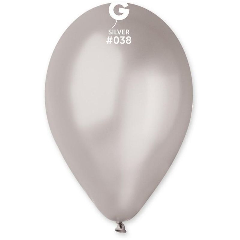 Gemar - 12in Metallic Silver Latex Balloon 100pcs