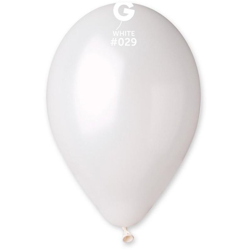 Gemar - 12in Metallic White Latex Balloon 100pcs